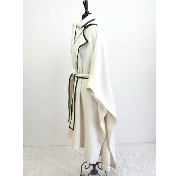 ROSETTA GETTY Cotton Wool Leather Scarf Cape Topper Coat Jacket S,M,L - Picture 9 of 13